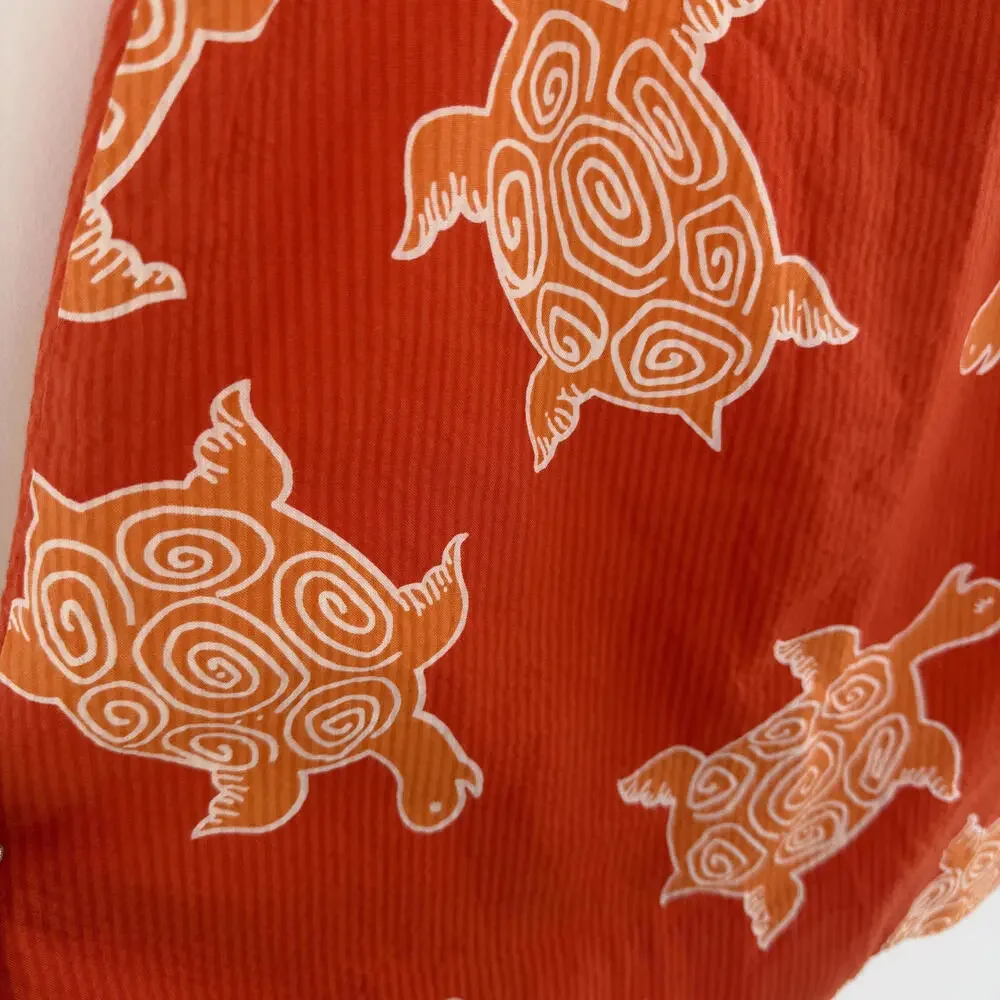 Lilly Pulitzer Vintage Orange Turtle Print Corduroy Skirt Size 2
